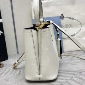 Replica Prada Saffiano Black Bucket White - premium 1:1 fake handbag model