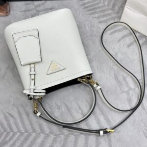 Replica Prada Saffiano Black Bucket White - 1:1 designer replica handbag