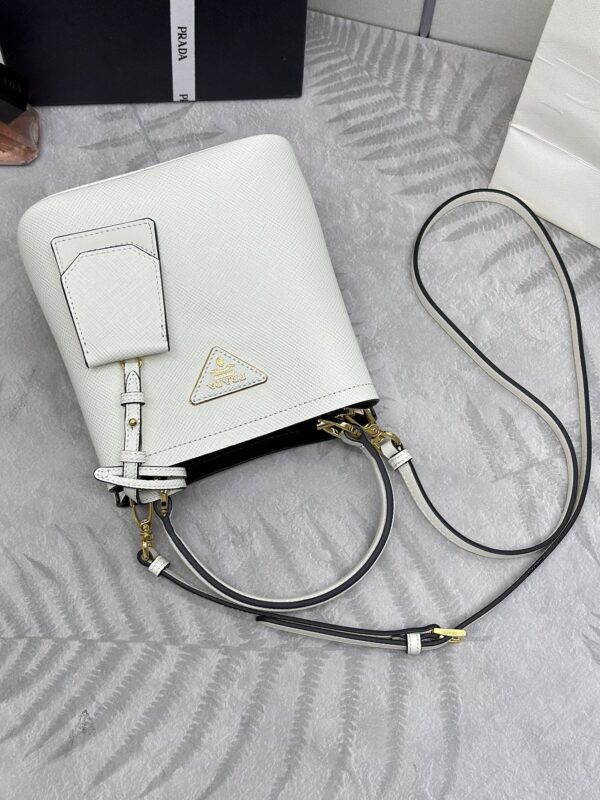 Replica Prada Saffiano Black Bucket White - 1:1 designer replica handbag