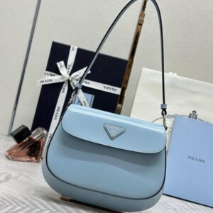 Replica Prada Cleo Medium Blue Bag With Flap - ultra-realistic fake designer tote