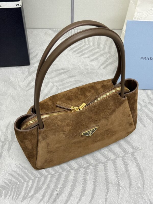 Replica Prada Medium Suede Shoulder Bag - realistic designer-inspired fake bag