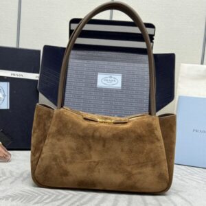 Replica Prada Medium Suede Shoulder Bag - 1:1 designer replica handbag
