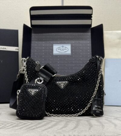 Replica Prada Re-Edition 2005 Diamond Black - top-rated replica designer bag