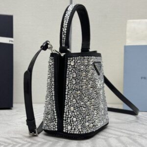 Replica Prada White Crystal Bucket Bag - 1:1 designer replica handbag