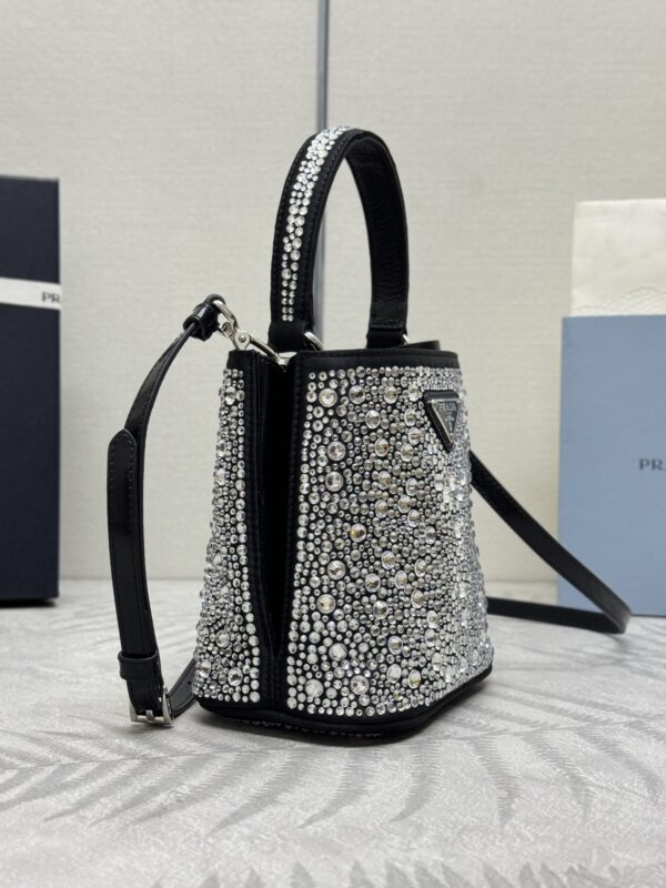 Replica Prada White Crystal Bucket Bag - 1:1 designer replica handbag