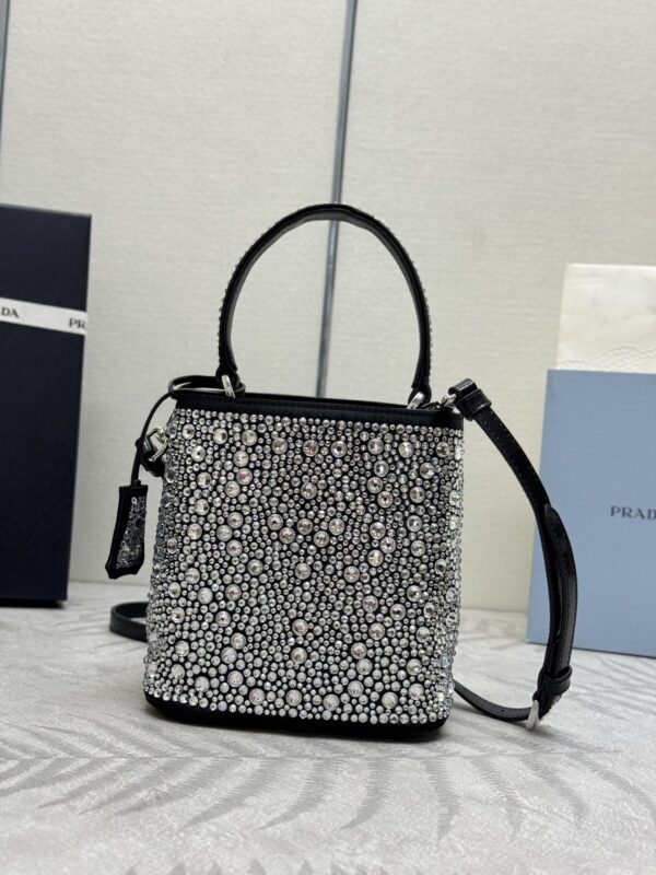 Replica Prada White Crystal Bucket Bag - top-tier luxury replica shoulder bag