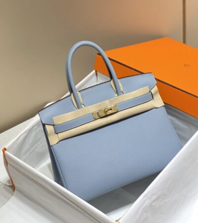 Replica Hermes Birkin Linen Blue - near-authentic luxury replica handbag