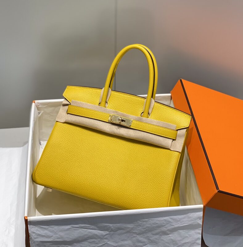 Replica Hermes Birkin Amber Yellow - realistic designer-inspired fake bag