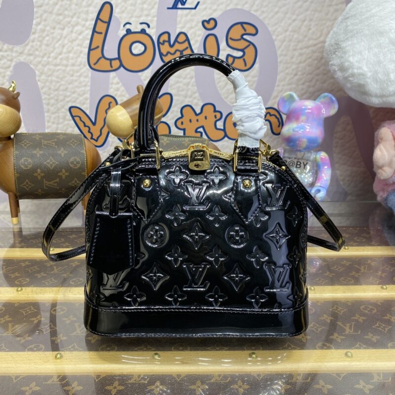Replica Louis Vuitton Alma BB Black Patent - elite superclone designer purse