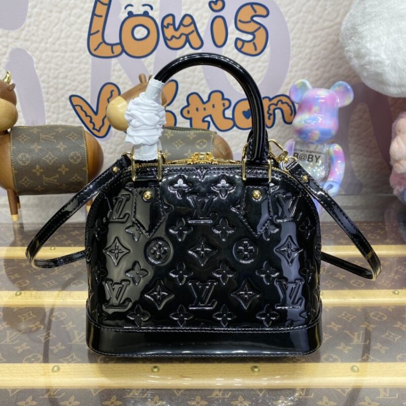 Replica Louis Vuitton Alma BB Black Patent - realistic designer-inspired fake bag
