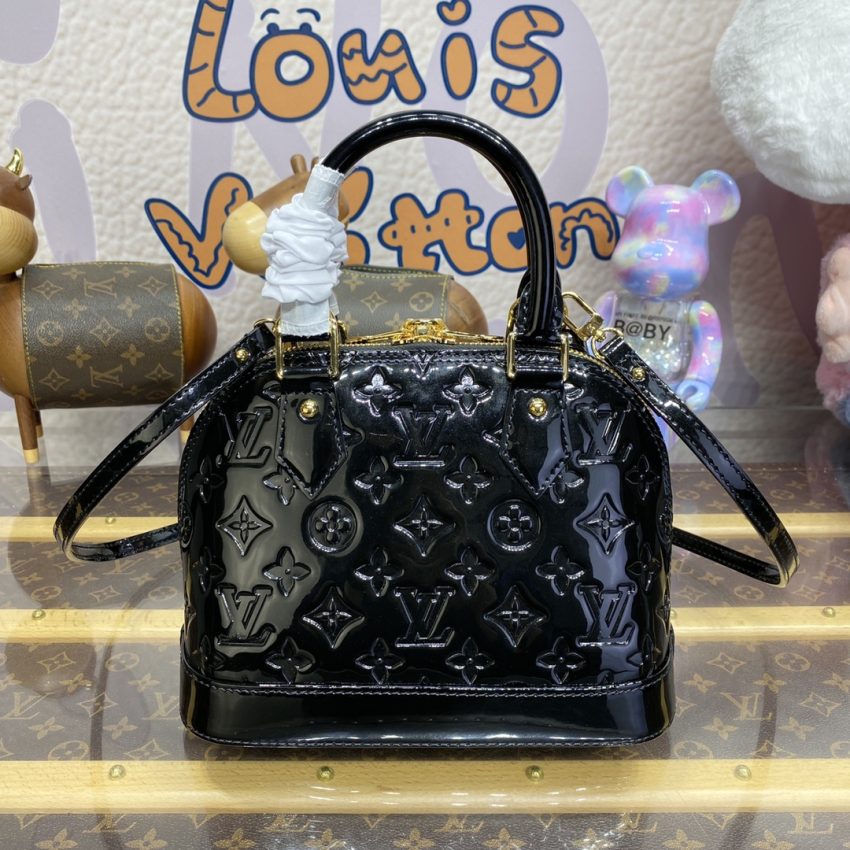 Replica Louis Vuitton Alma BB Black Patent - realistic designer-inspired fake bag