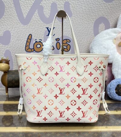 Replica Louis Vuitton Neverfull MM White Orange - high-accuracy replica luxury purse