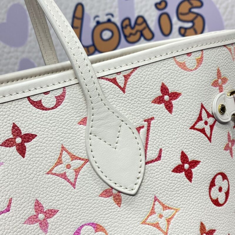 Replica Louis Vuitton Neverfull MM White Orange - realistic designer-inspired fake bag