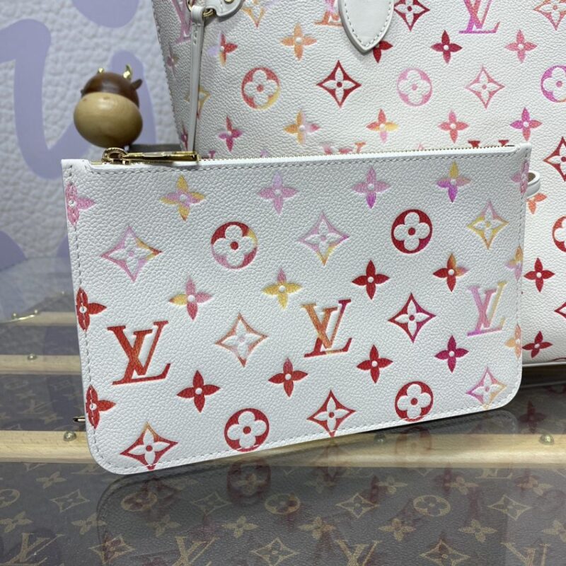 Replica Louis Vuitton Neverfull MM White Orange - premium 1:1 fake handbag model