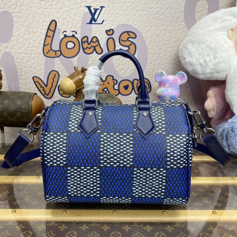 Replica Louis Vuitton Speedy Bandouliere 25 Blue Grid - premium 1:1 fake handbag model