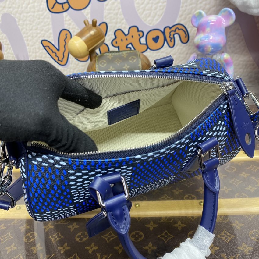 Replica Louis Vuitton Speedy Bandouliere 25 Blue Grid - near-authentic luxury replica handbag