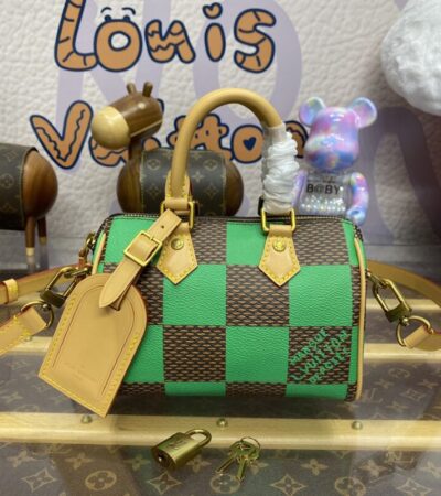 Replica Louis Vuitton Speedy 18 Green Grid - elite superclone designer purse