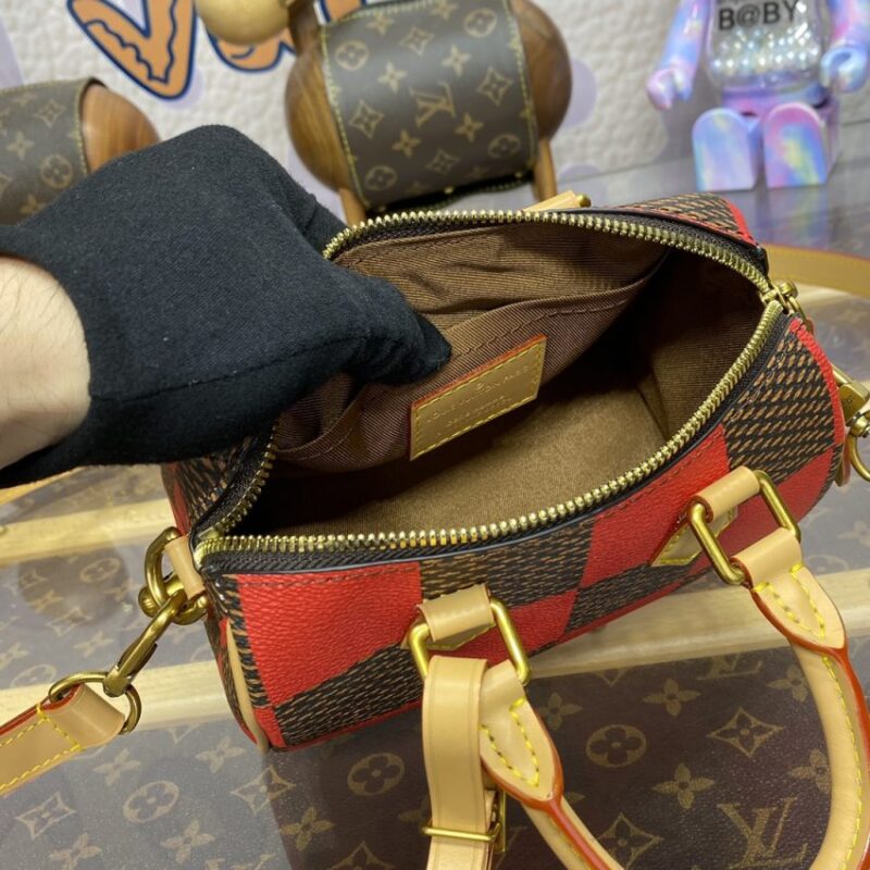 Replica Louis Vuitton Speedy 18 Red Grid - authentic-look luxury purse replica