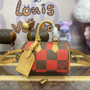 Replica Louis Vuitton Speedy 18 Red Grid - best-selling designer handbag dupe