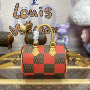 Replica Louis Vuitton Speedy 18 Red Grid - authentic-look luxury purse replica