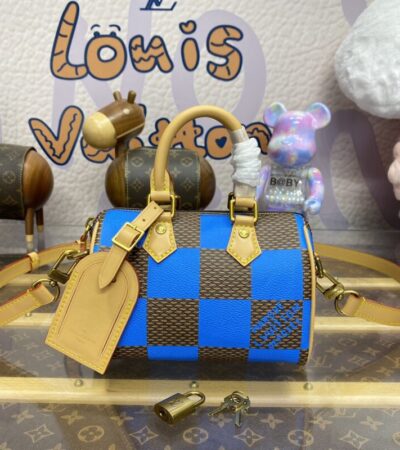 Replica Louis Vuitton Speedy 18 Blue Grid - top-tier luxury replica shoulder bag
