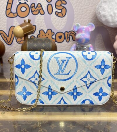 Replica Louis Vuitton Félicie Pochette Blue Pink - best quality luxury bag dupe