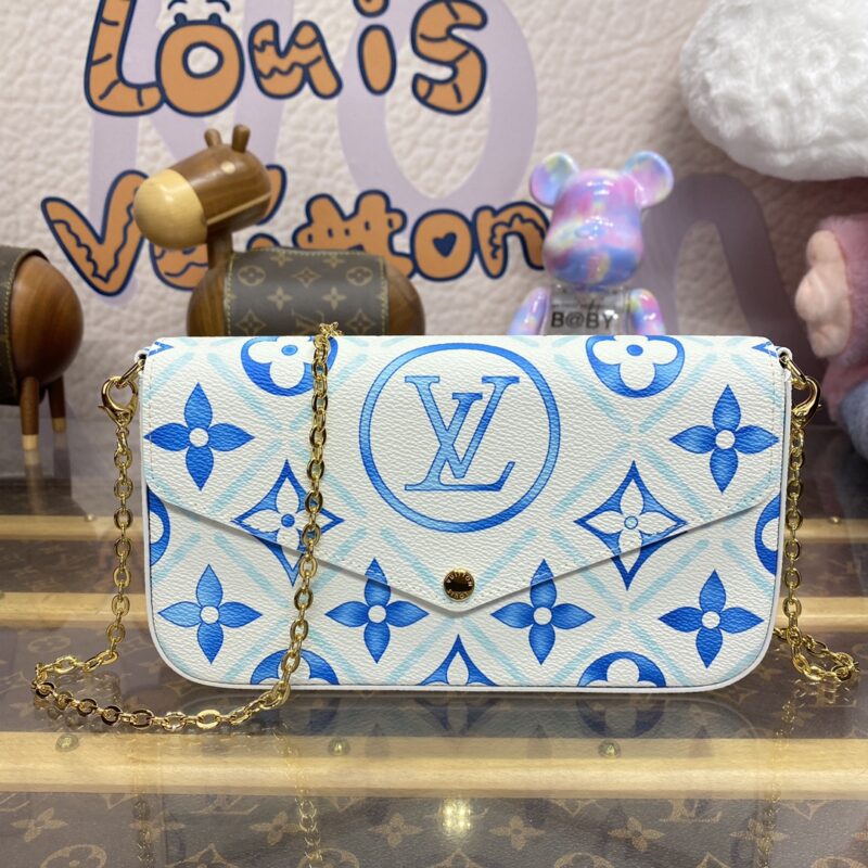 Replica Louis Vuitton Félicie Pochette Blue Pink - best quality luxury bag dupe