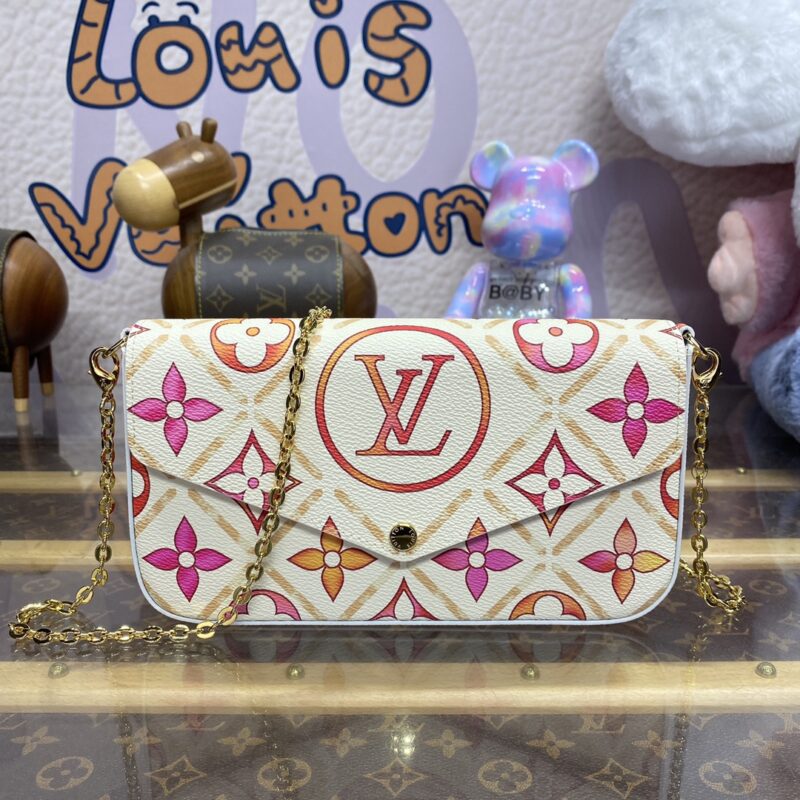 Replica Louis Vuitton Félicie Pochette White Orange Flowers - top-rated replica designer bag