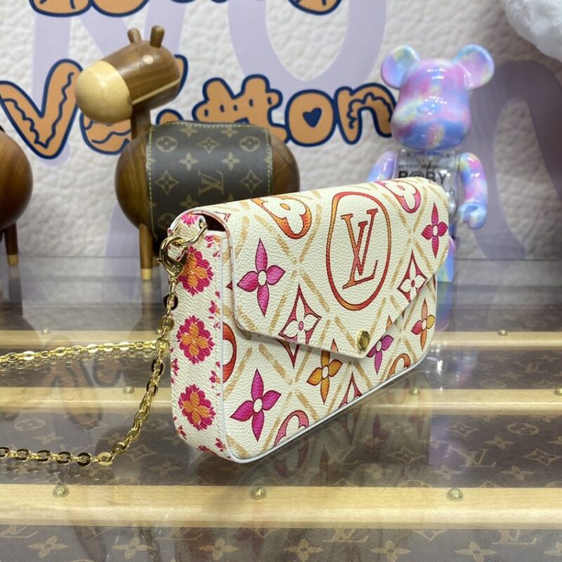 Replica Louis Vuitton Félicie Pochette White Orange Flowers - near-authentic luxury replica handbag