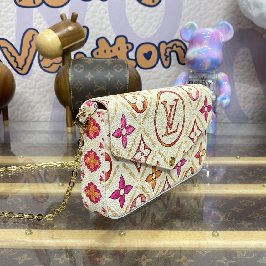 Replica Louis Vuitton Félicie Pochette White Orange Flowers - near-authentic luxury replica handbag