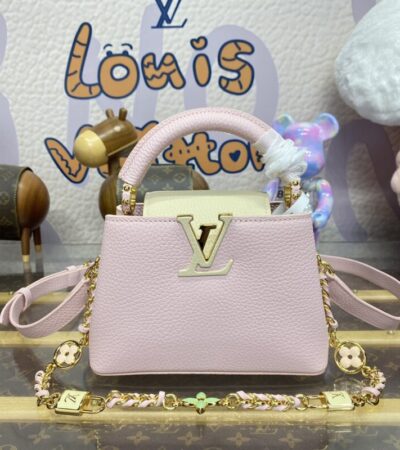 Replica Loius Vuitton Capucines Pink Beige - near-authentic luxury replica handbag