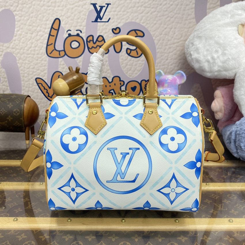 Replica Louis Vuitton Speedy Bandouliere 25 Blue-White - near-authentic luxury replica handbag