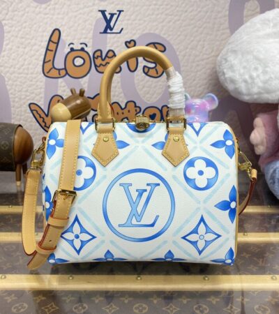 Replica Louis Vuitton Speedy Bandouliere 25 Blue-White - high-quality designer bag clone