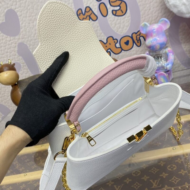 Replica Loius Vuitton Capucines White Pink - high-accuracy replica luxury purse