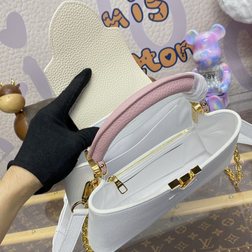 Replica Loius Vuitton Capucines White Pink - high-accuracy replica luxury purse