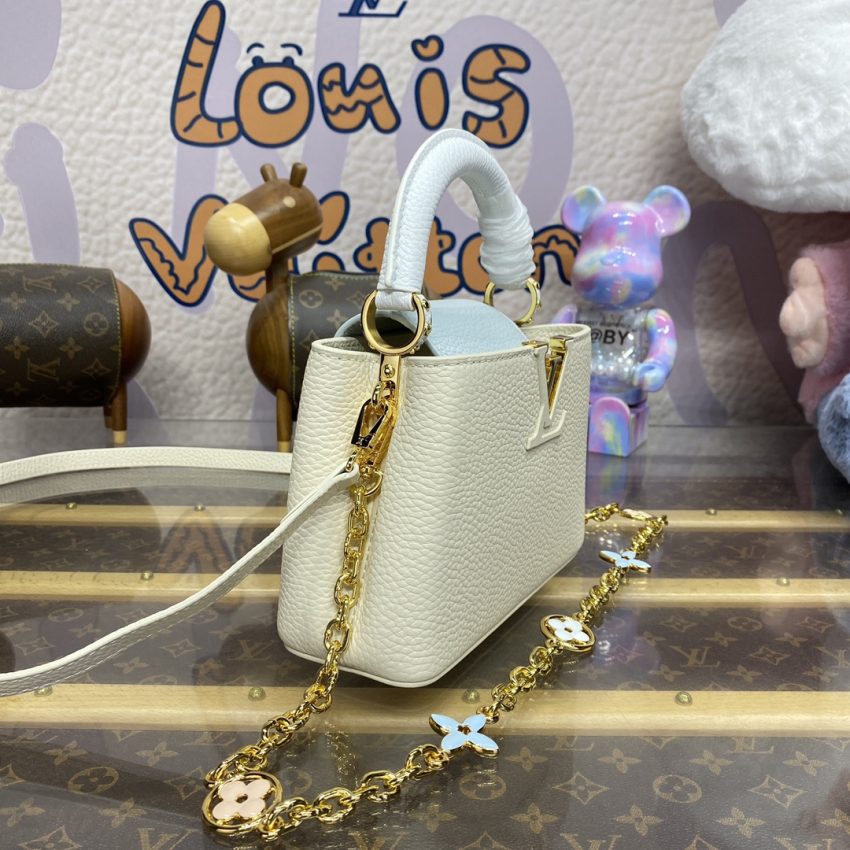 Replica Loius Vuitton Capucines Beige Blue - elite superclone designer purse