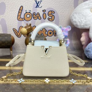 Replica Loius Vuitton Capucines Beige Blue - high-end fake designer purse