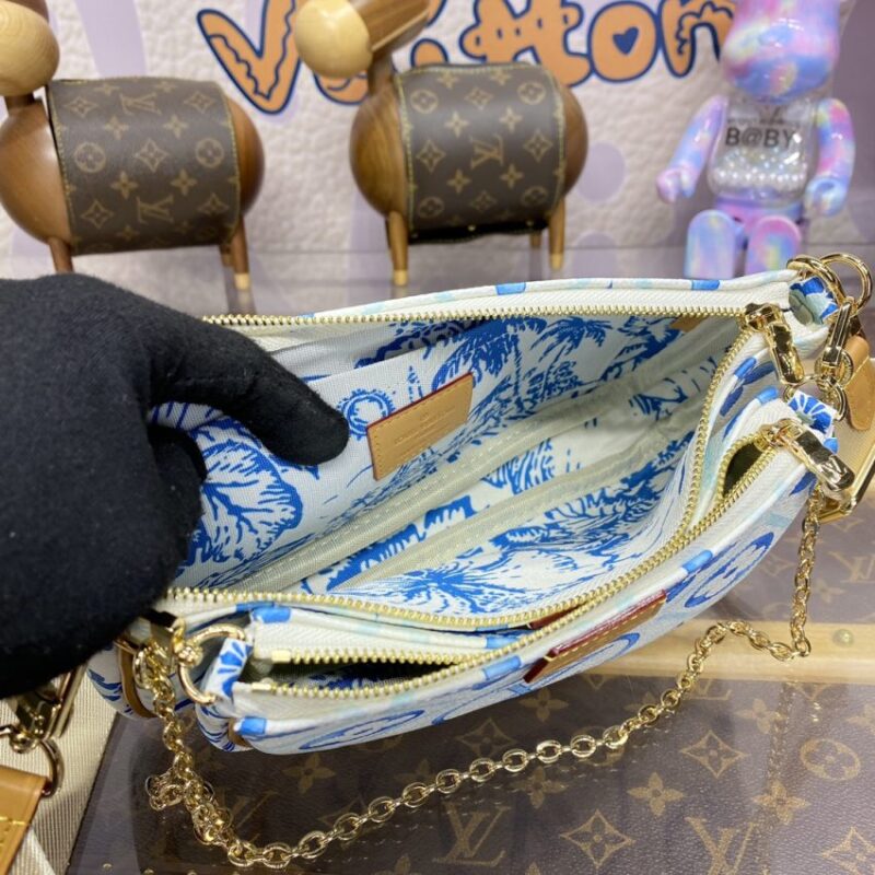Replica Louis Vuitton Multi Pochette Accessoires White Blue - top-rated replica designer bag