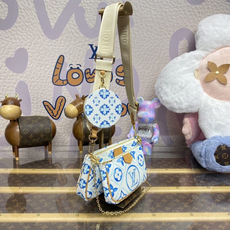 Replica Louis Vuitton Multi Pochette Accessoires White Blue - high-quality designer bag clone