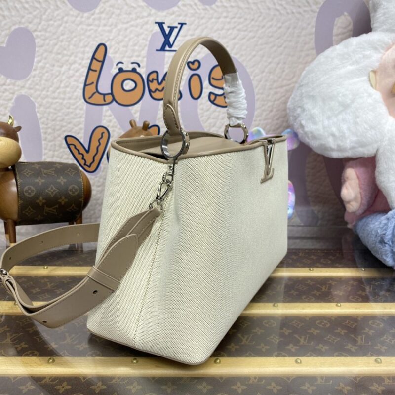 Replica Loius Vuitton Capucines Beige Silk - realistic designer-inspired fake bag
