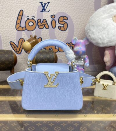Replica Loius Vuitton Capucines Light Blue - authentic-look luxury purse replica