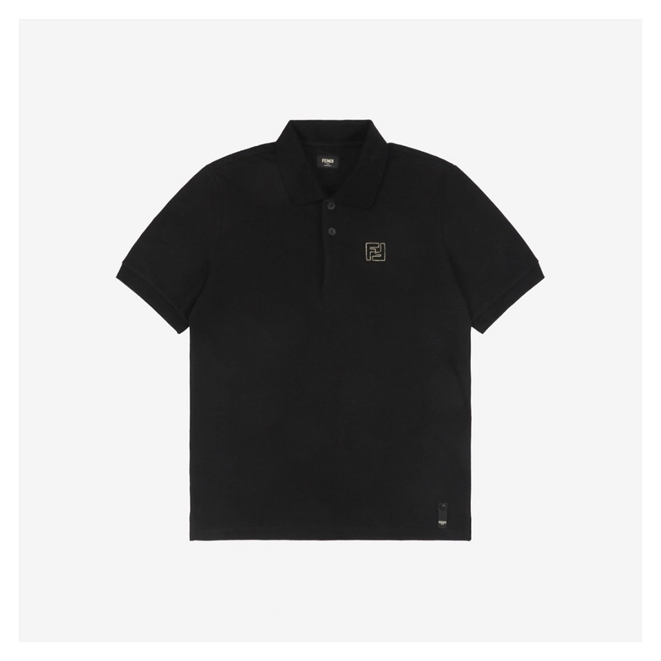 F Gold FF Embroidered Piqué Polo Shirt