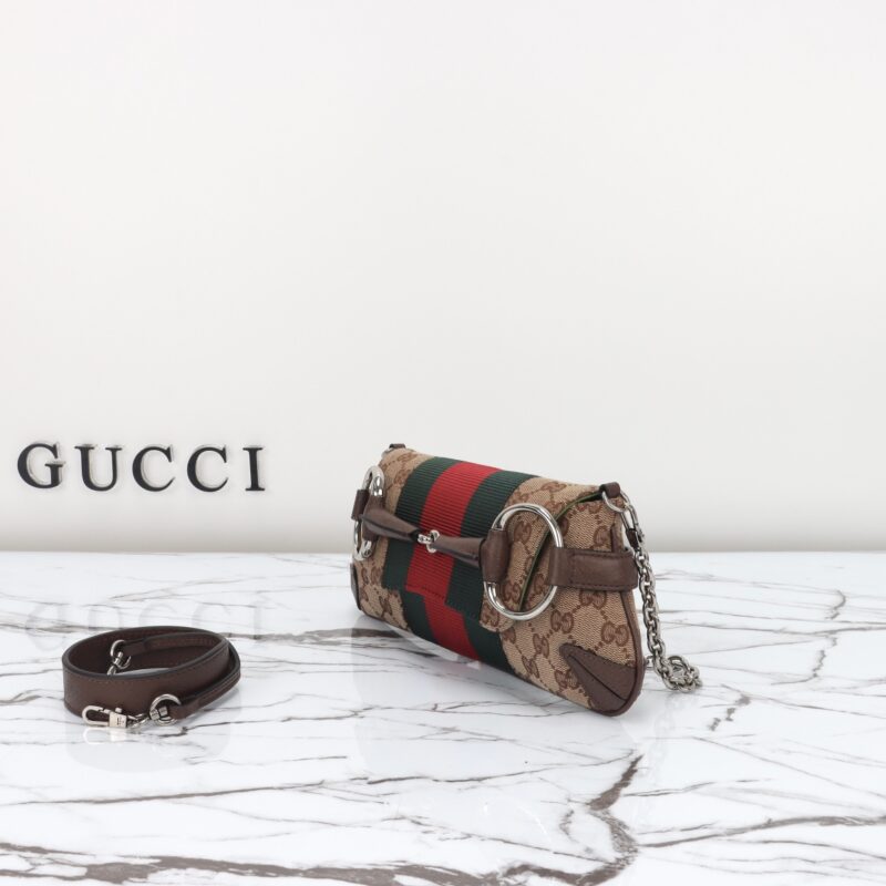 Replica Gucci Horsebit Chain Shoulder Bag Brown - realistic designer-inspired fake bag