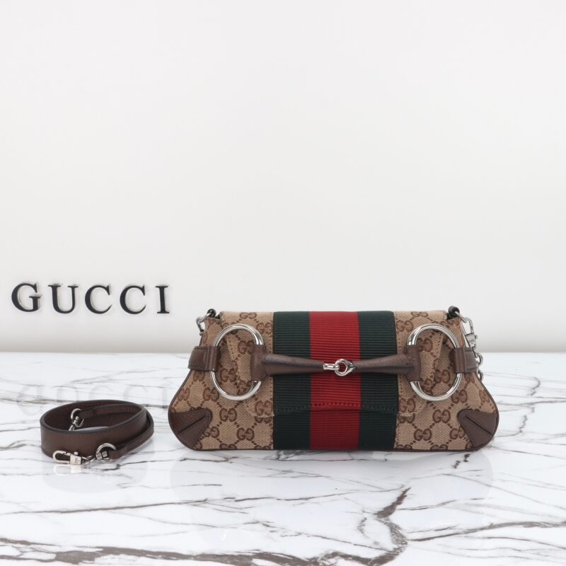 Replica Gucci Horsebit Chain Shoulder Bag Brown - best quality luxury bag dupe