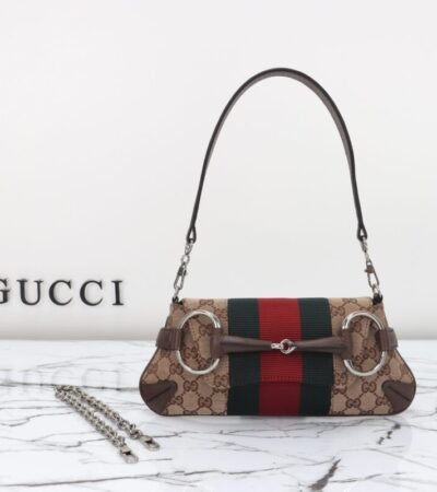 Replica Gucci Horsebit Chain Shoulder Bag Brown - top-tier luxury replica shoulder bag