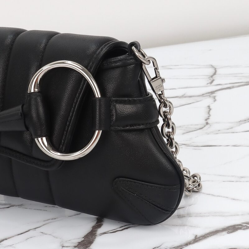 Replica Gucci Horsebit Chain Shoulder Bag Black - top-rated replica designer bag