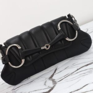 Replica Gucci Horsebit Chain Shoulder Bag Black - authentic-look luxury purse replica