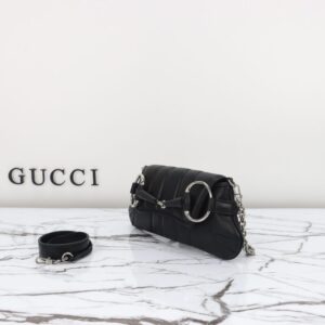 Replica Gucci Horsebit Chain Shoulder Bag Black - high-accuracy replica luxury purse