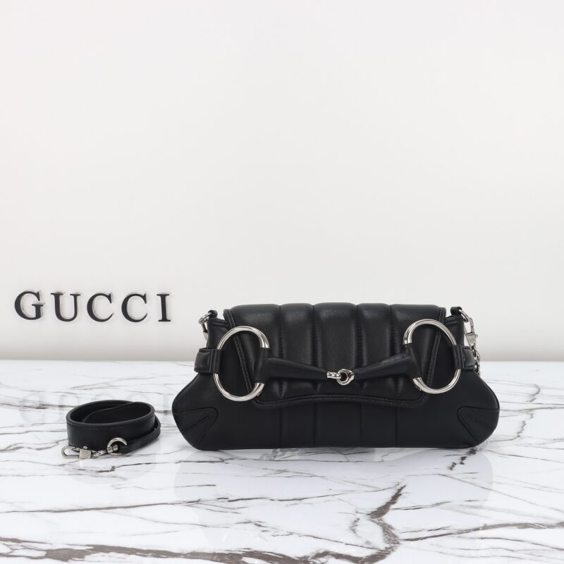 Replica Gucci Horsebit Chain Shoulder Bag Black - top-tier luxury replica shoulder bag
