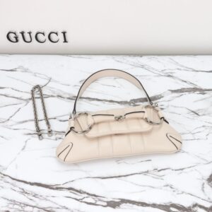 Replica Gucci Horsebit Chain Shoulder Bag White - near-authentic luxury replica handbag
